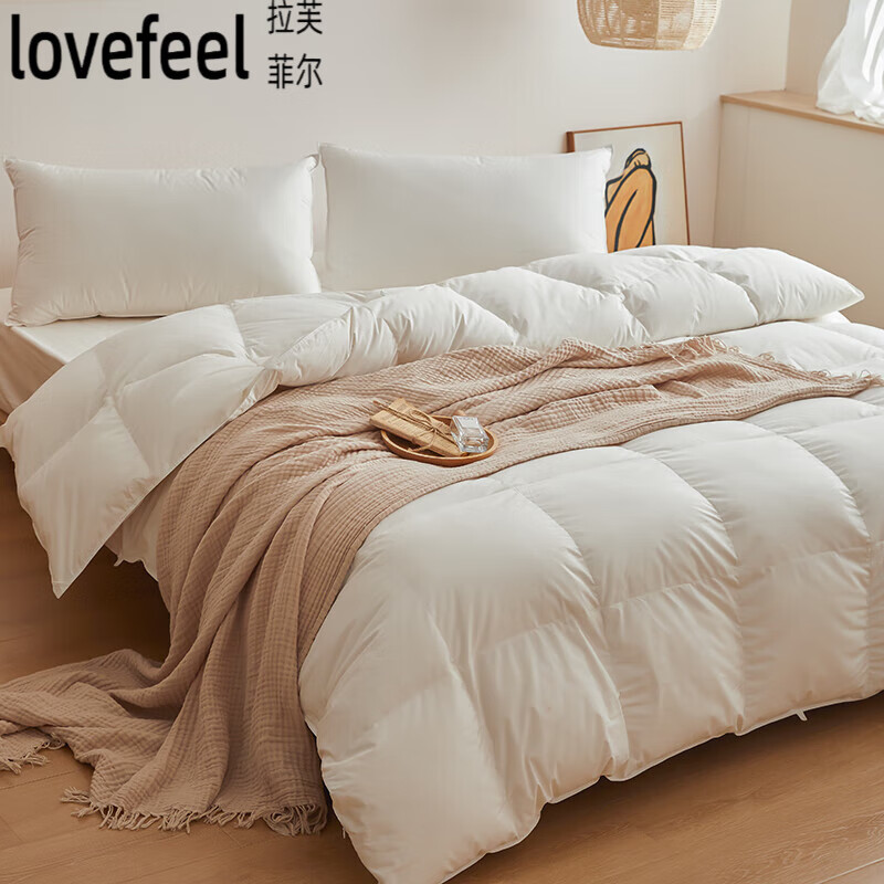 拉芙菲爾95% 白鵝絨羽絨被 60s全棉貢緞 A類抗菌母嬰級(jí)被殼單雙人家用 日系羽絨被 1.5*2m夏被190g