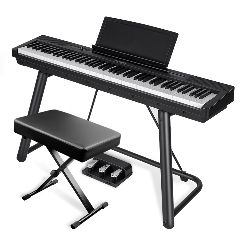 莫森（MOSEN）MS-210P電鋼琴 88鍵全重錘鍵盤(pán)電子鋼琴 典雅黑U架+三踏板+琴凳