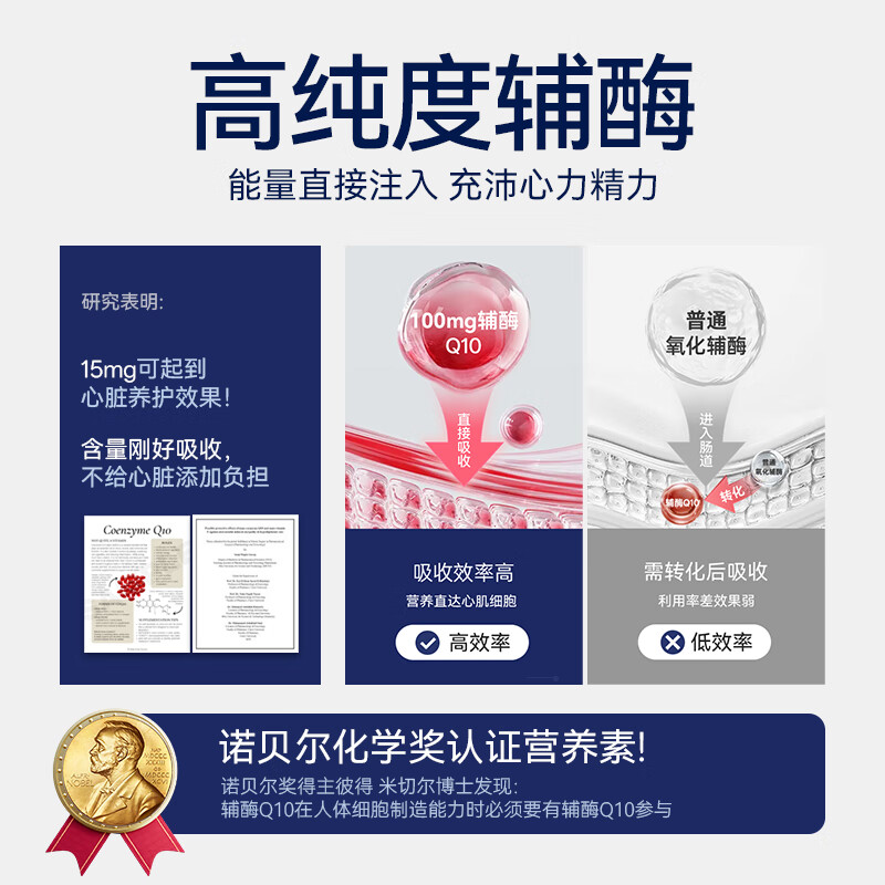 VEL诺蓝宝辅酶Q10胶囊备孕卵子质量进口还原型q10辅酶心脏养护 【强效护心】99%高纯辅酶*1盒