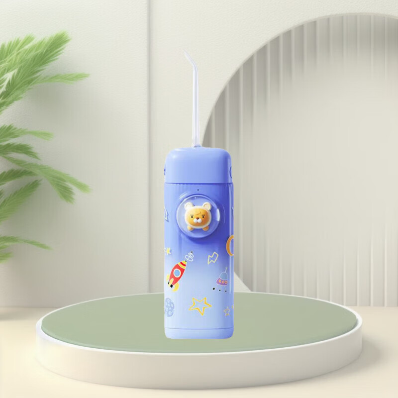 Orisalus儿童冲牙器【畅销海外12年】清洁口腔护齿洗牙器青少年正畸专用呵护易使用小巧便携水牙线孩子礼物 蓝色 4支喷头 一键换挡+整机防水【儿童专用款】