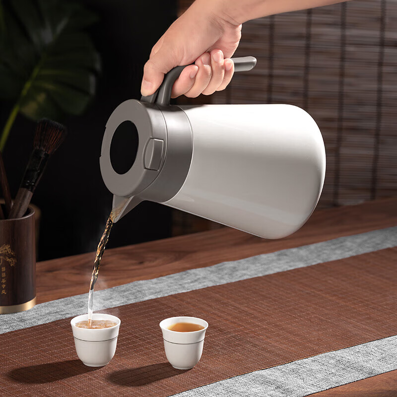 尚明焖茶壶家用泡茶保温壶餐饮壶大容量养生闷壶不锈钢茶壶闷白茶水壶 白色 1L