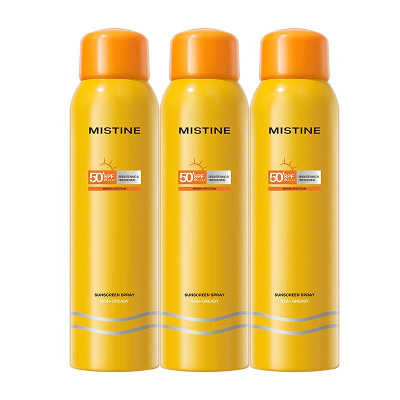 Mistine蜜絲婷小黃噴防曬噴霧180ml*3便攜防曬霜戶外防曬SPF50+學(xué)生軍訓(xùn)