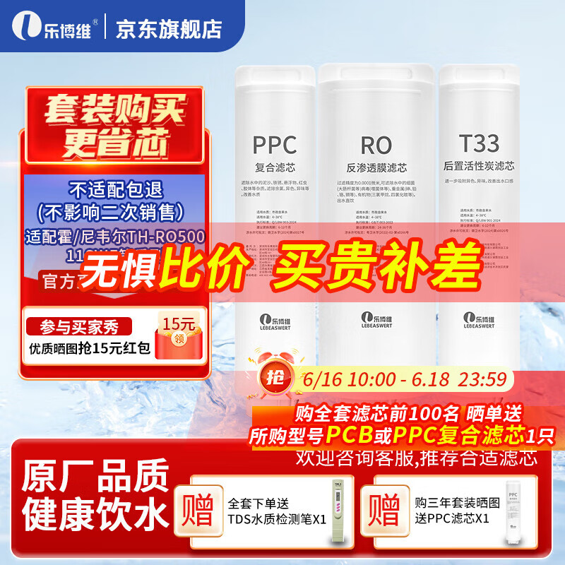乐博维滤芯适配霍尼韦尔净水器滤芯HRO-75G/CRT20T397-CZ纯水机 适配霍尼韦尔HT-RO50011SWF滤芯 复合滤芯