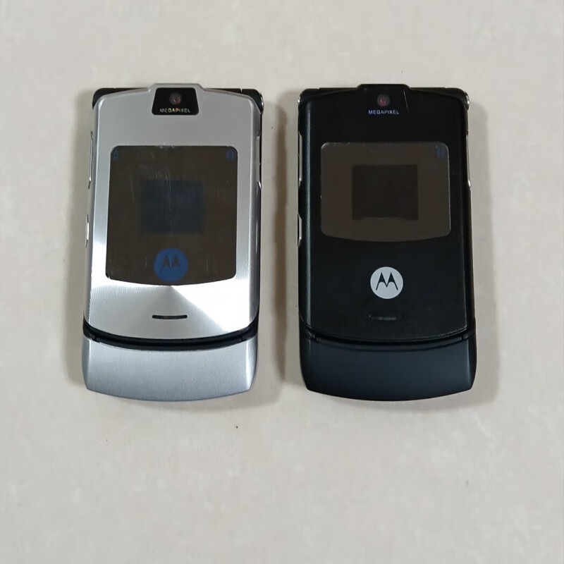 摩托罗拉V3手机V3ie老人翻盖手机经典怀旧备用机学生机老款手机壳 V3ie银白移动版 套餐三