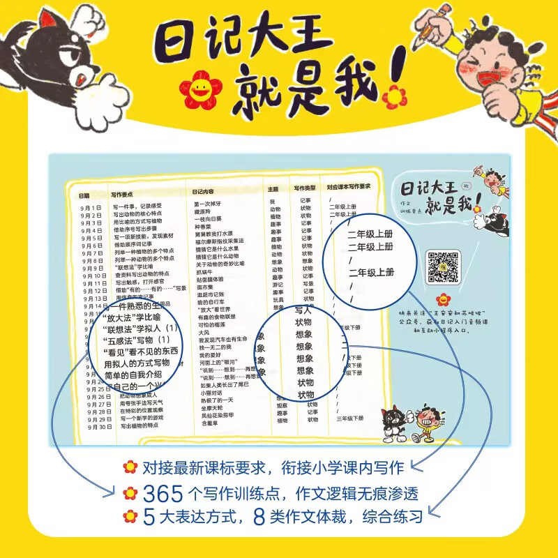 日记大王就是我 春夏+秋冬全4册【当当正版包邮】 6-12岁小学生日记范文课外阅读写作 小学通用漫画看图写话成语大王就是你姊妹篇 小学一二三四五六年级语文作文写作训练 365天一日一记 日记大王就是我