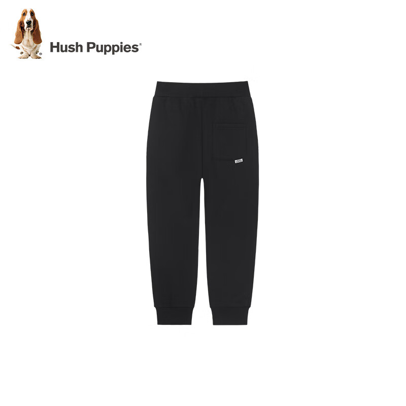 暇步士（Hush Puppies）童装儿童男大童冬季一体绒保暖舒适时尚儿童长裤 钻石黑 150