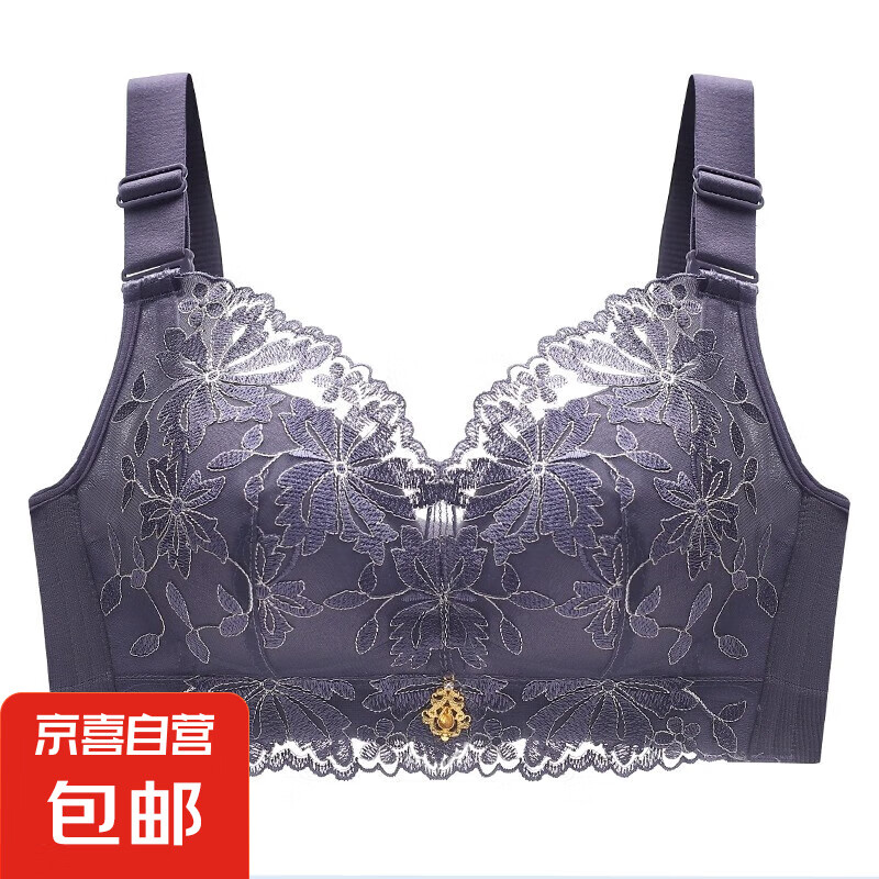 维多利亚内衣女无钢圈小胸聚拢收副乳防下垂爆款平胸专用文胸罩 浅蓝色 M 34/75C 【薄款】
