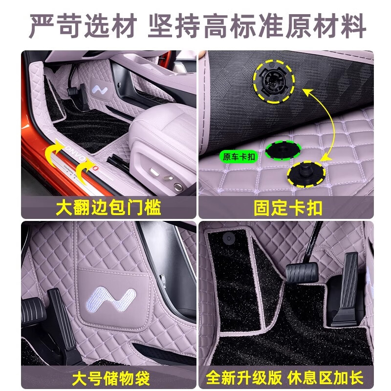 乐道L60脚垫全包围24蔚来乐道l60专用地毯汽车用品改装内饰 【丁香紫+黑色星空毯】双层脚垫
