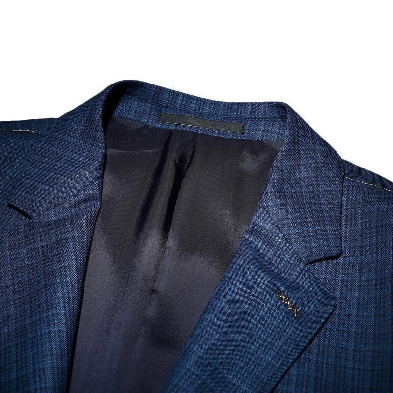 MAYOR男装 秋季进口面料格子职业正装单排扣单西 蓝色 170A (170/92A)