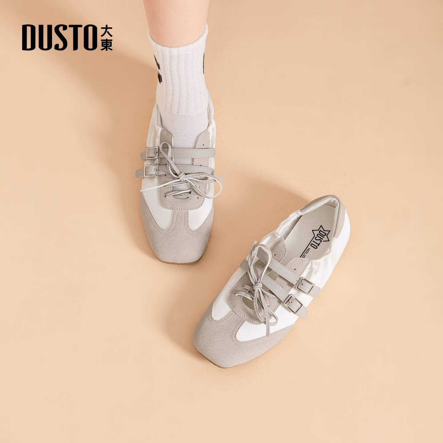 大东德训鞋女鞋2025年秋季新款时尚平底系带单鞋0660 灰色 35