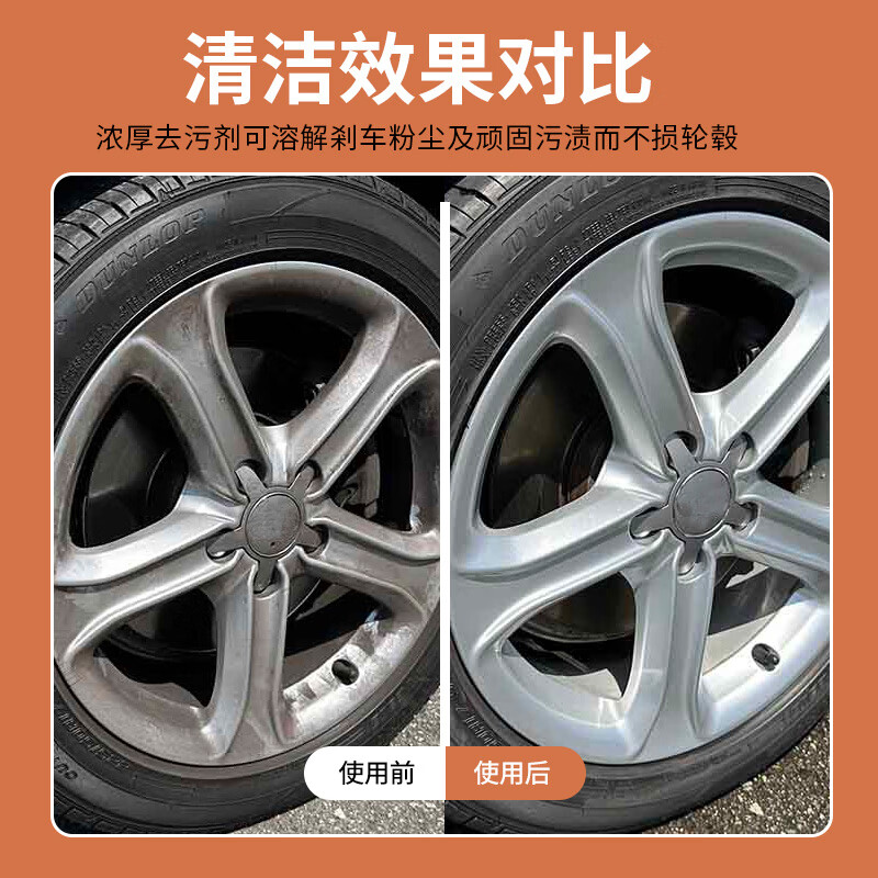 牛魔王闪钻轮毂去污清洁剂英国原装进口轮胎钢圈铁粉清洗剂去除剂 强效型 500ml 2瓶