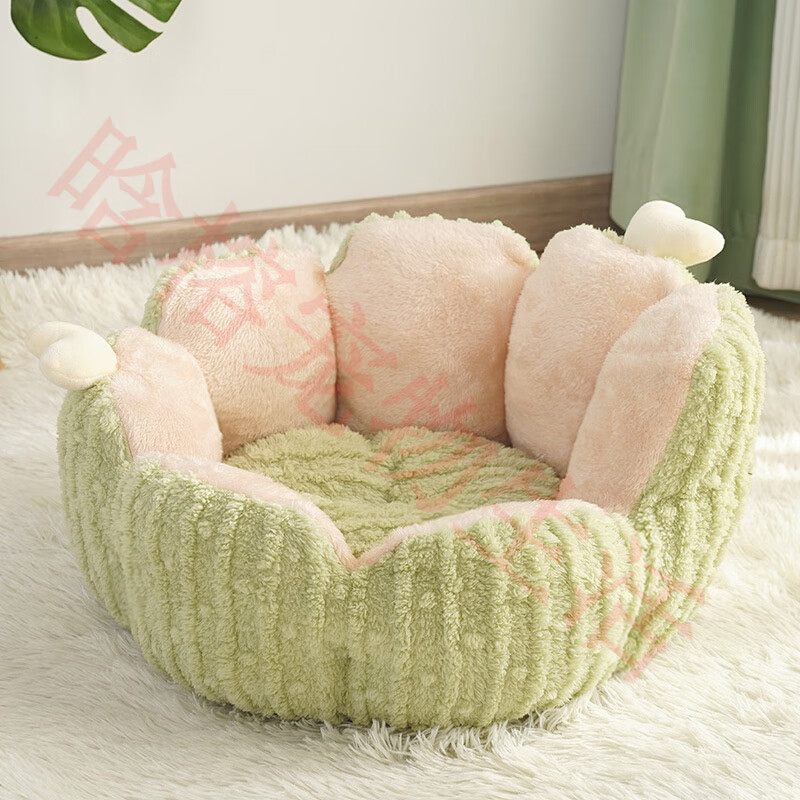 喵仙兒貓窩冬季保暖半封閉式幼貓貓屋窩墊可水洗造型貓床小狗窩 仙人掌貓窩綠色 45cm