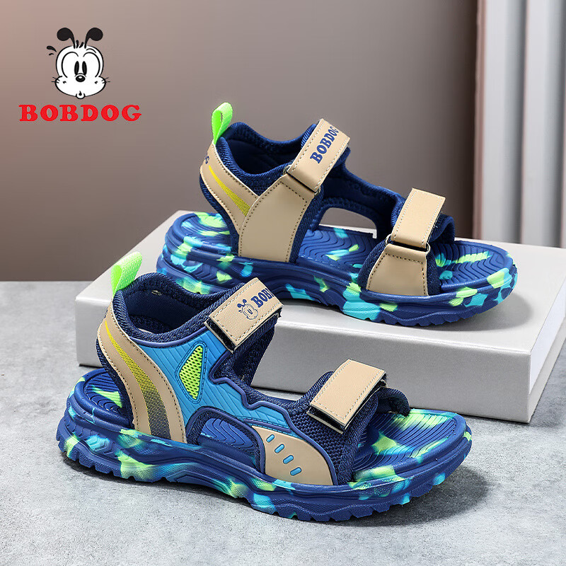 巴布豆（BOBDOG）童鞋男童涼鞋2025新款夏季中大童輕便時尚休閑兒 HY/S640深藍(lán) 28
