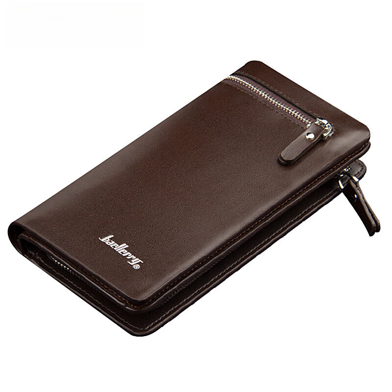 【直发】创意手拿包男士钱包长款拉链手机包 咖啡色