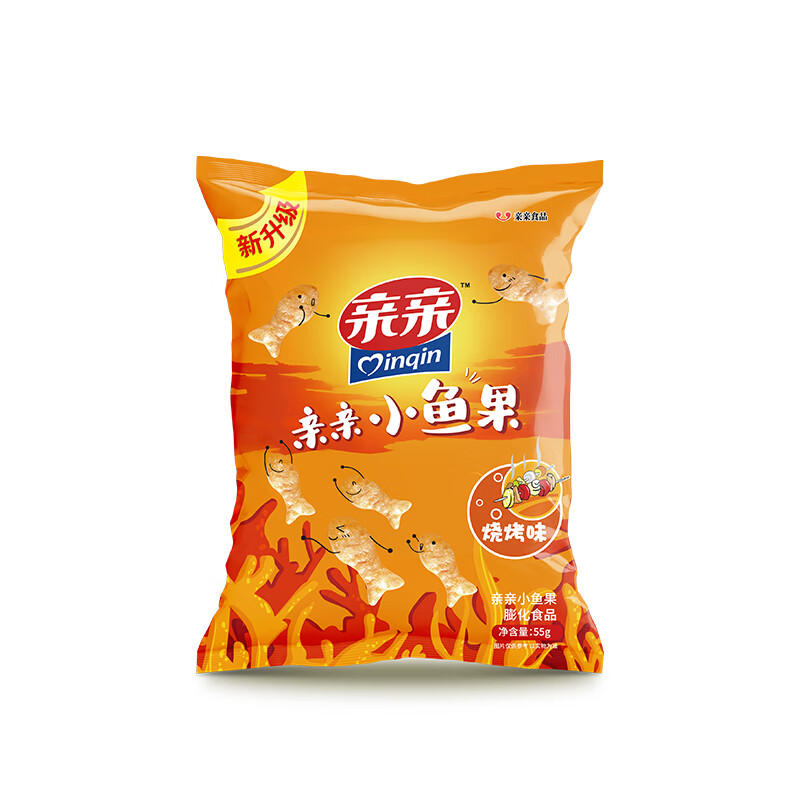 亲亲（Qinqin）膨化休闲零食虾条薯片任选 经典口味大包装风味回忆小吃 小鱼果烧烤味