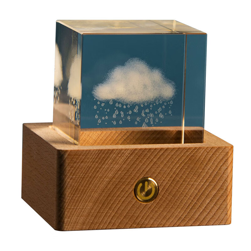 映棠星空发光水晶球小夜灯定制桌面装饰品摆件儿童女生男朋友生日礼物 小鲸鱼【礼盒装】 6cm水晶+彩光充电触摸底座