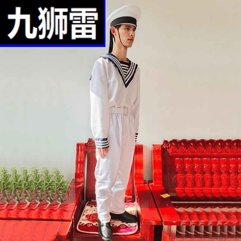 九狮雷新款儿童小海jun水手服男女童jun训会合唱服表演水兵套装 白