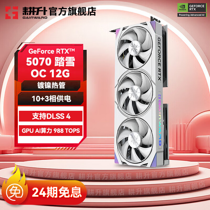 耕升（GAINWARD）显卡24期免息 GeForce RTX 5070/RTX5070TI踏雪炫光追风  DLSS 4 主流电竞4K游戏显卡 RTX 5070 踏雪 OC