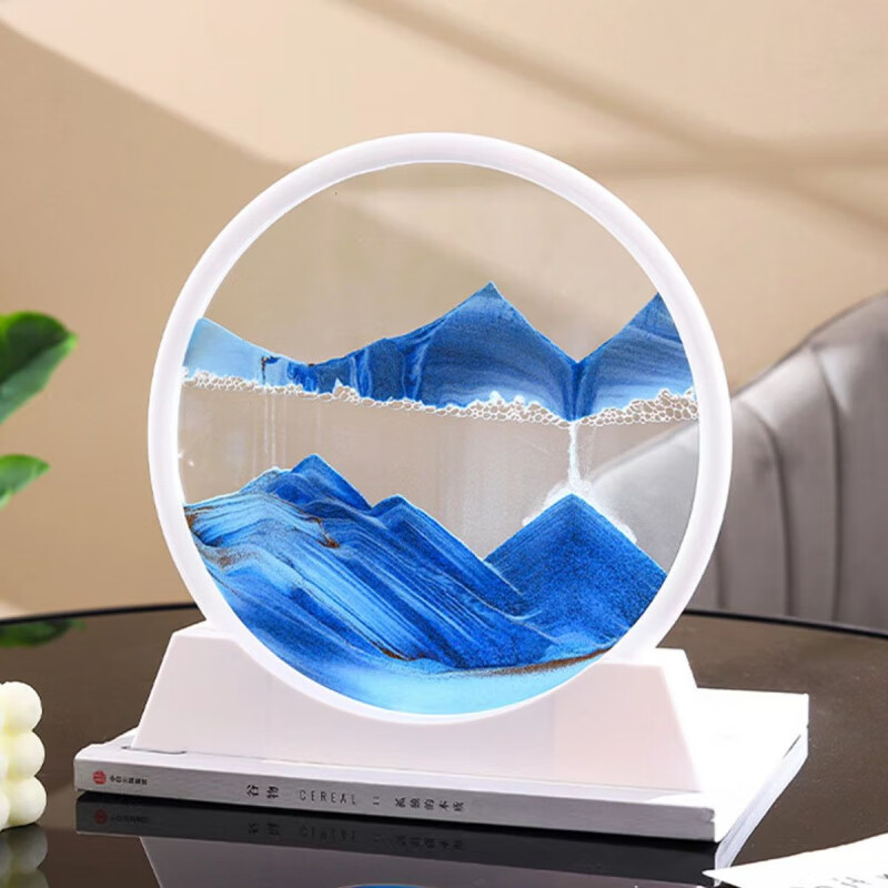 流沙摆件感3d立体流沙画摆件创意礼品生日解压艺术沙漏家居 星空蓝7寸白框送 底座+工具+彩盒