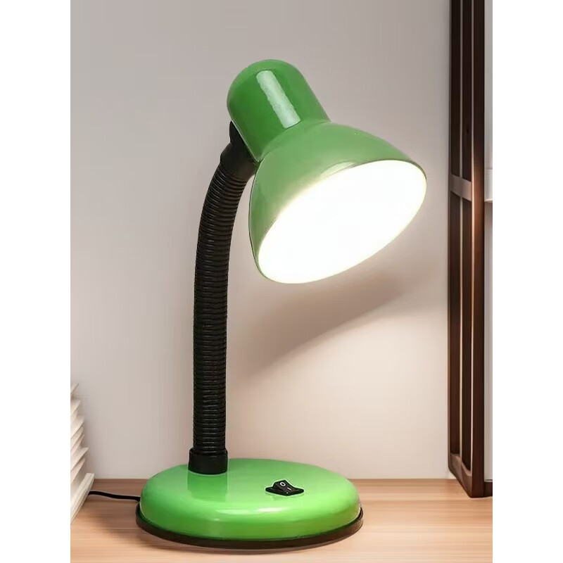 翰鸥斐台灯卧室床头灯老人用插电按键式床头中老年床头台灯办公桌学生学 红色台灯+LED无频闪3瓦白光灯泡 按钮开关