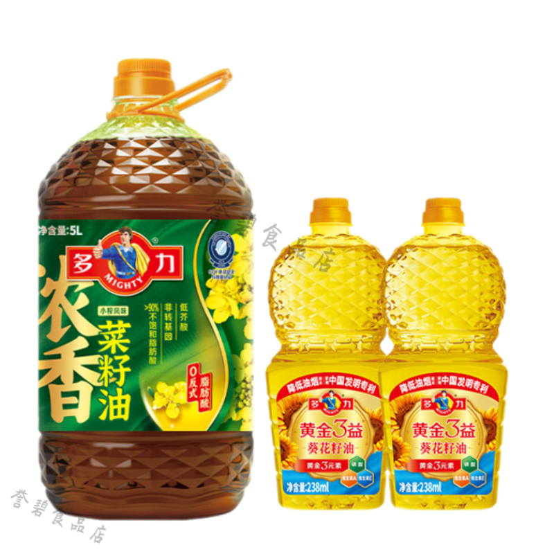 多力多力浓香菜籽油 【张若昀同款】5L和浓香玉米238ml*2瓶食用油 多力浓香菜籽油5L+黄3葵238ml*2