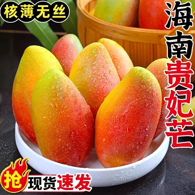 元珍鲜诚 新鲜海南贵妃芒果 应季热带水果整箱 孕妇生鲜水果青皮芒 5斤装（净果4.5斤）单果100g-230g+
