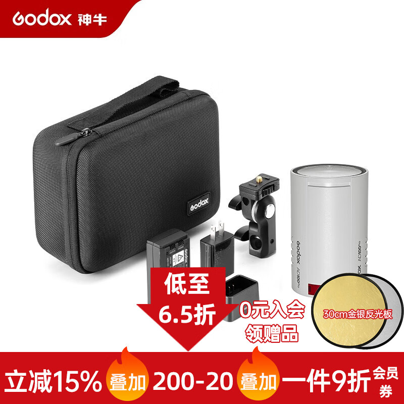 神牛（Godox） 神牛AD100pro外拍闪光灯高速TTL单反闪光灯锂电池口袋便携摄影灯 彩色版【象牙白】