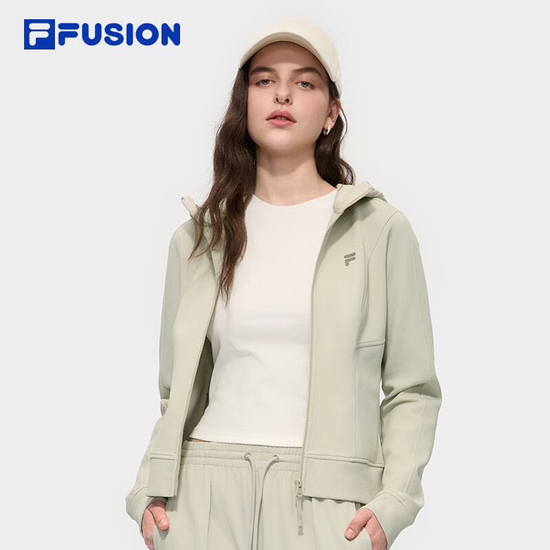 斐乐（FILA）FUSION潮牌针织连帽外套女2025冬新款时尚休闲修身上衣 蜜饯卡其-LK XS 155/76A/XS