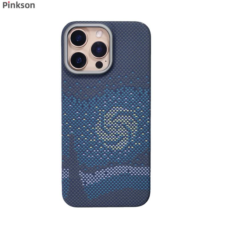 Pinkson 苹果12ProMax手机壳iPhone13保护套超薄凯夫拉芳纶碳纤维防摔商务男新款14ProMax磁吸轻薄 【Magsafe磁吸款/梵高星月夜】 iPhone12ProMax