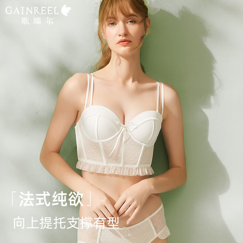 Gainreel歌瑞尔稳固性感聚拢承托有型内衣女提托防下垂收副乳文胸罩小胸上托胸罩 雾灰色 220667A文胸 85C