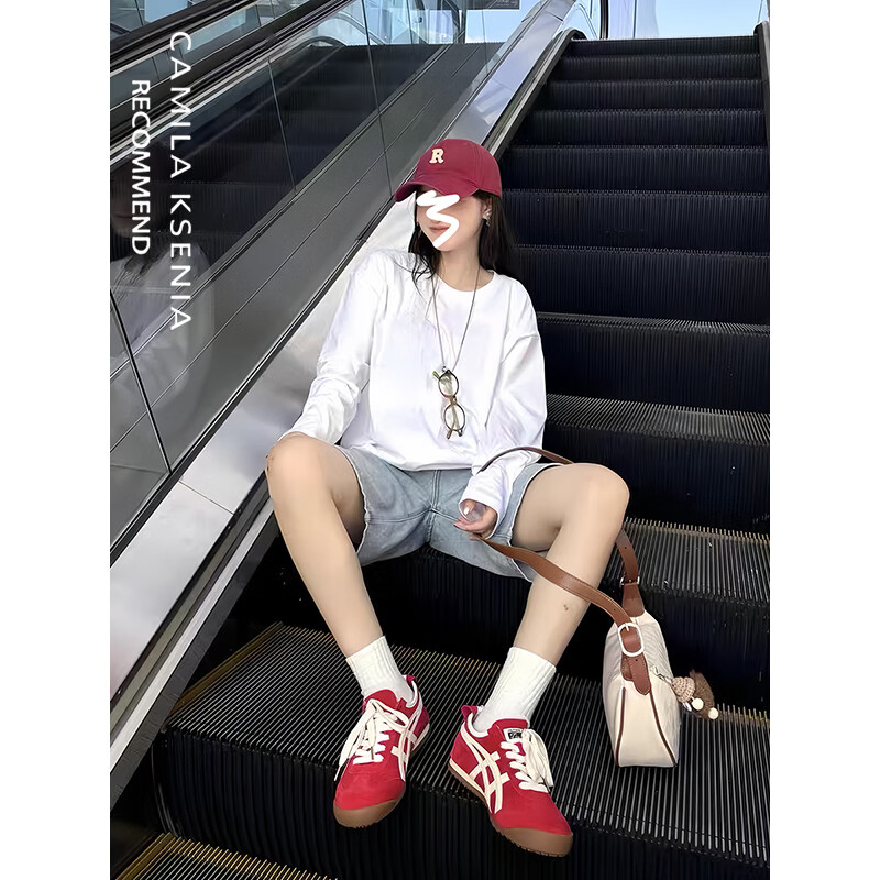 CAMILA KSENIA德训鞋女士2026年最新款夏季品牌运动鞋百搭平底板鞋真皮阿甘鞋子 红色 37