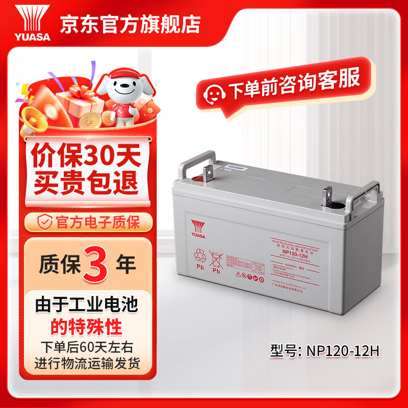 汤浅YUASA铅酸免维护蓄电池 NP系列 12V UPS电源专用门禁用报警主 NP120-12H