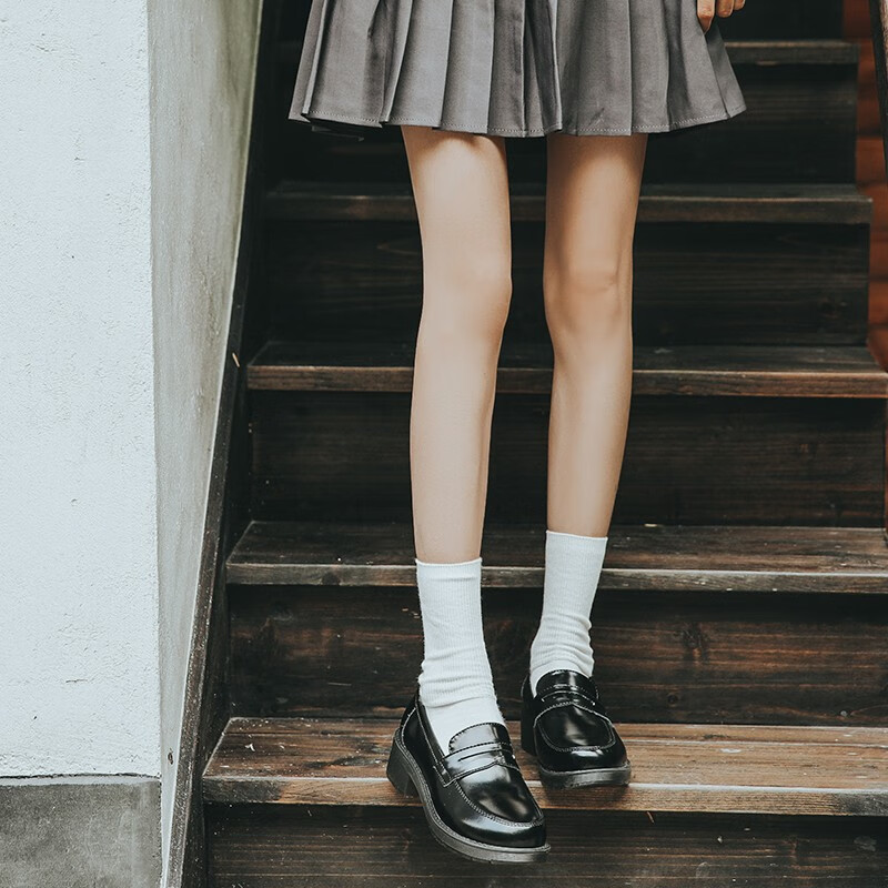 回力四季【厂牌】粗跟厚底乐福单鞋女春秋棕色英伦风一脚蹬通勤小 棕色 40 公主请下单现货秒发赠运费险