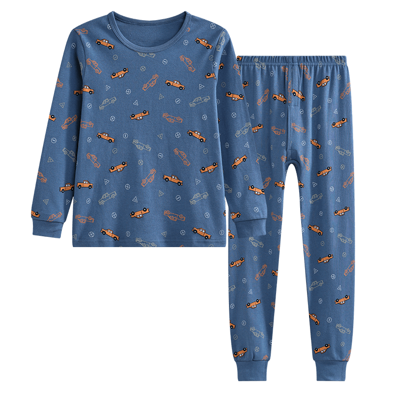 紅豆兒童純棉內衣套裝男女童秋衣秋褲秋冬保暖低領(lǐng)棉毛衫M1197藍灰160