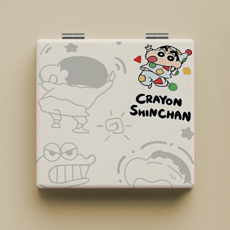 妙普乐趣味蜡笔小新ins小镜子学生宿舍化妆镜便携随身折叠镜可爱双面镜 趣味蜡笔小新双面图案