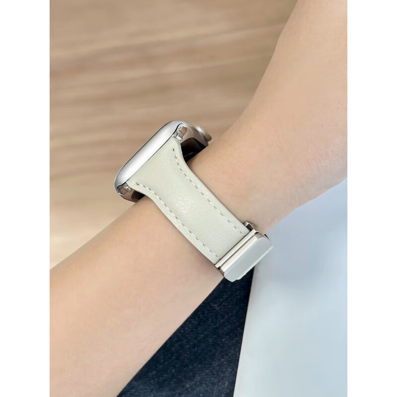 格汇品牌原装适用苹果S11手表表带iwatchs10真皮表带Applewatch9/8/7/Ultra3/Se轻奢女款时尚ins风腕带 【白色】平纹折叠|磁吸扣便捷佩戴 适用42mm表盘【新品10/11代iwatch】