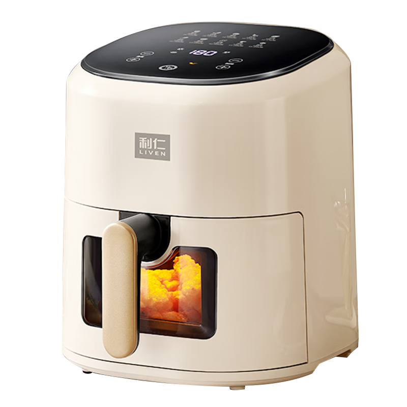 利仁(Liven)空氣炸鍋家用 0涂層304不銹鋼內(nèi)膽免翻面4.5L大容量可視窗 煎烤炸烤箱KZ-D4511(升級款)