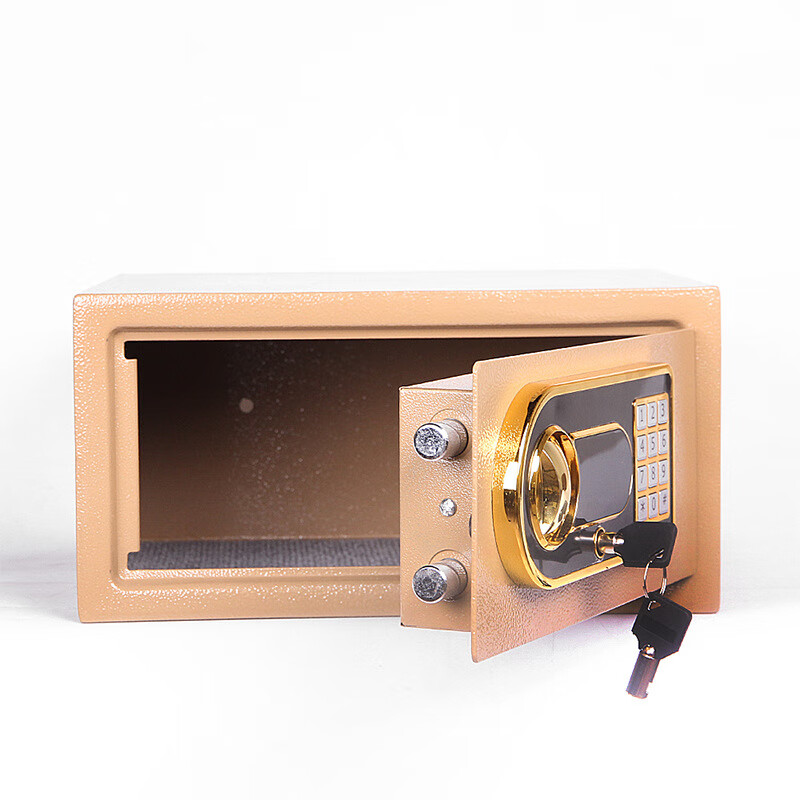 保险箱全钢防盗柜保险柜公司财务防盗密码钥匙锁小中大金属收纳箱 【钥匙密码锁】黑色20ES[20*31*20cm]