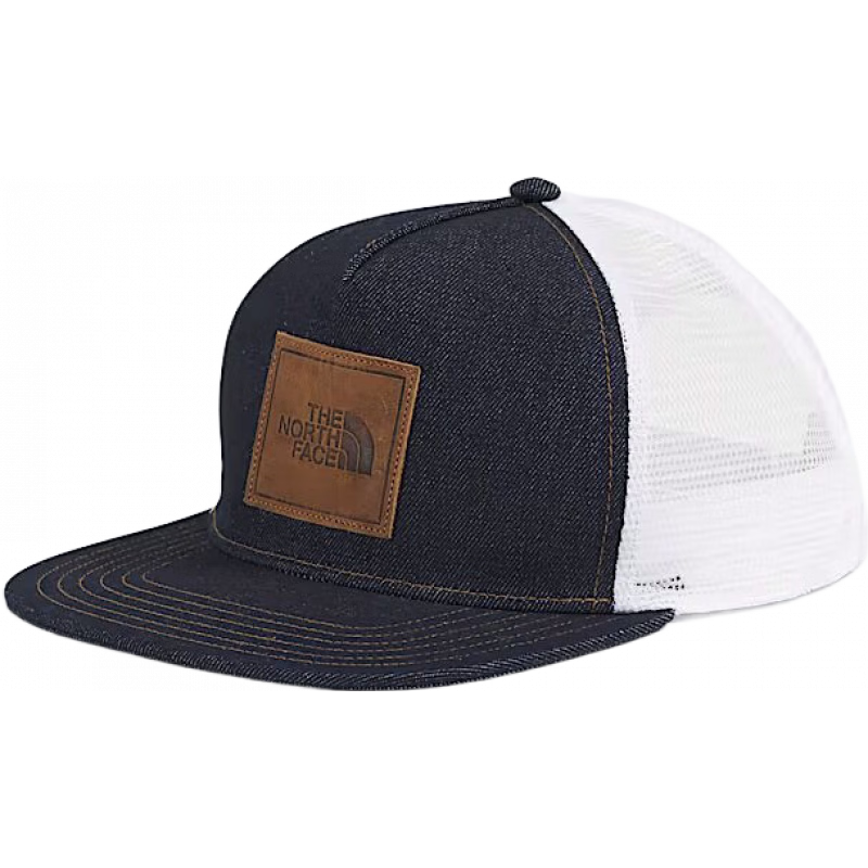 北面（The North Face） 男女半圓頂鴨舌帽棒球帽防曬輕便耐用透氣網(wǎng)眼時尚皮革徽標(biāo)貼片 Denim/Leather Patch