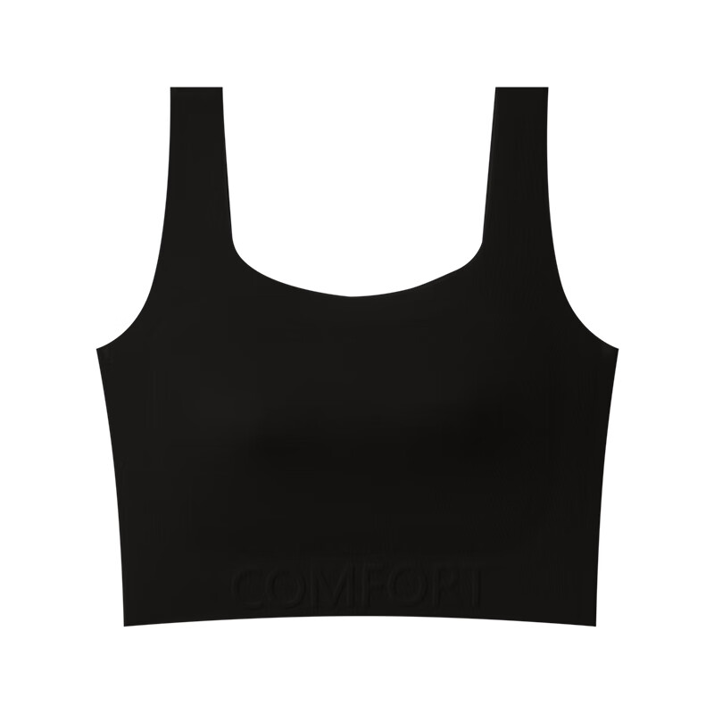 猫人大胸显小纸片人文胸粉底液内衣束胸无痕隐形背心式胸罩美背防下垂 【1件装】黑色 S 推荐【80-100斤】