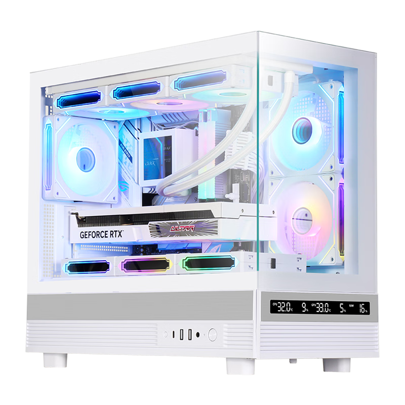 ������SAMA��С�������԰� ��ɫMATX��������Ϸ���Ի��� Ӳ��״̬��ʾ/270��ȫ��/֧��360ˮ��/9����λ/Type-C