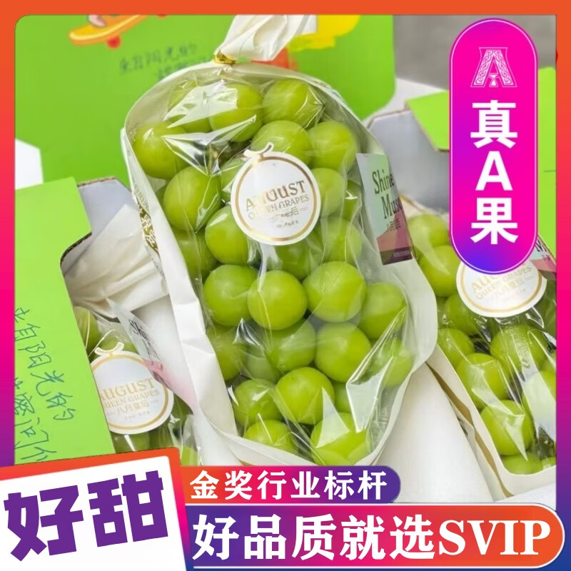 SVIP云南阳光玫瑰葡萄新鲜水果礼盒【京东配送】 净果4.5-5斤丨8-12g丨特惠装 顺丰/京东包邮丨甄选2-3串