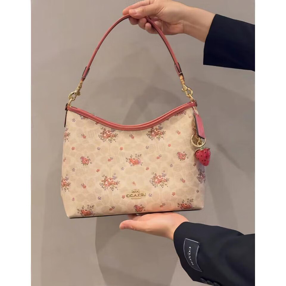 31 花卉印花印花女包斜挎单肩包 粉色 大号