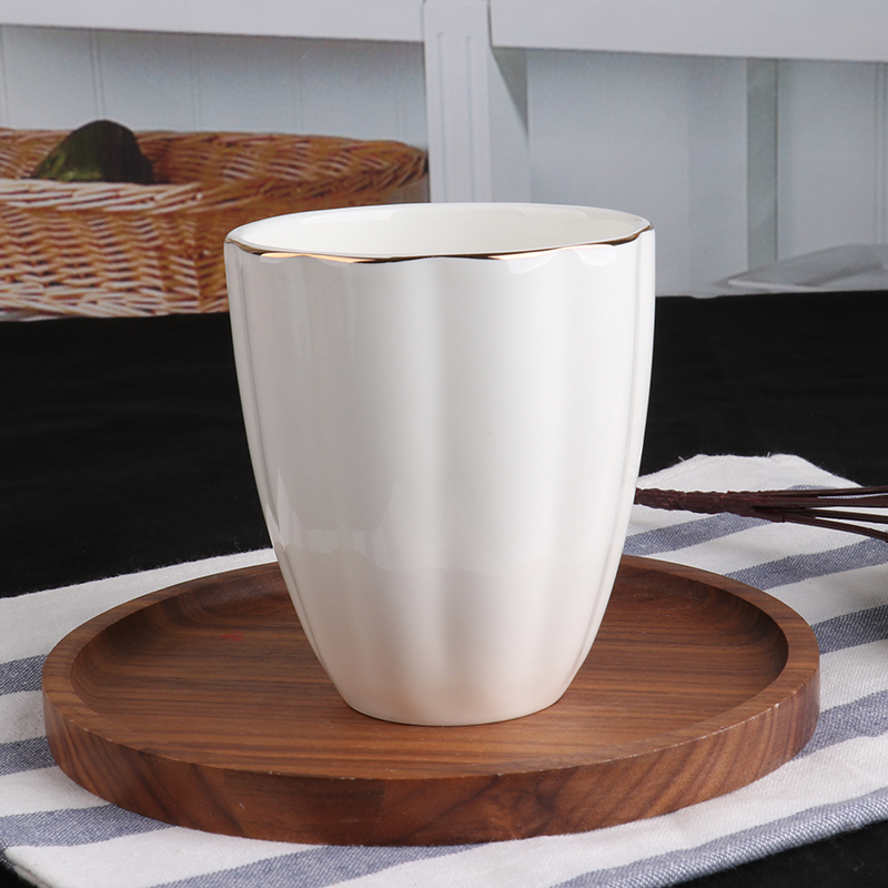 錦鳯锦凤骨瓷咖啡杯碟景德镇欧式简约咖啡套具矮 咖啡杯一杯一碟1勺 金边南瓜杯单只