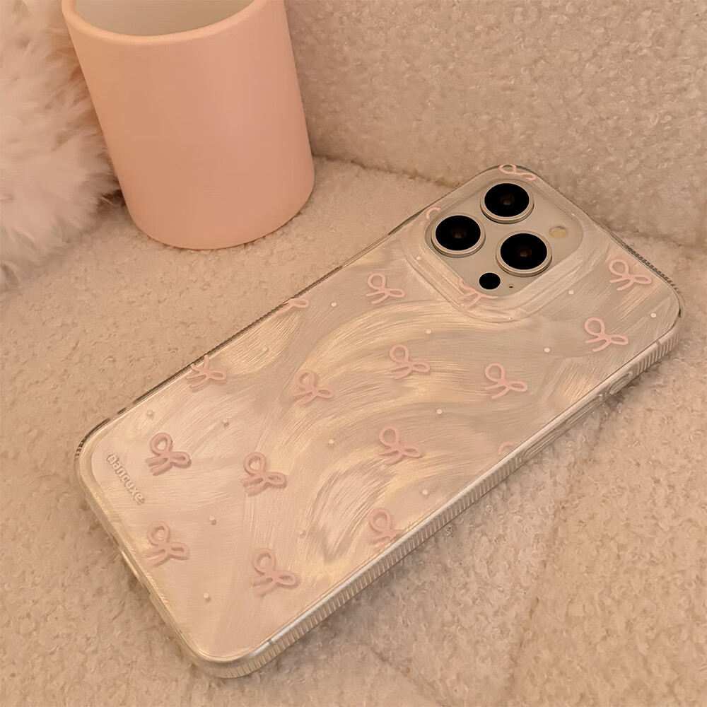 【优选】粉色蝴蝶结适用苹果15手机壳iphone13promax防摔12硬14少 1个银色小白点黑结【光油】 11pro