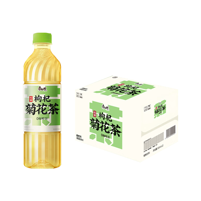 康师傅菊花茶植物饮料 0咖啡因低糖无负担 枸杞菊花茶500ml*15瓶 整箱装 500ml*15