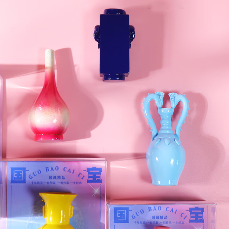 小雕匠故宫幻彩瓷瓶冰箱贴北京南京院重庆苏州杭州西安博物馆文创纪念品 红釉.长颈瓶（民国）/ 重庆中国三峡博物馆 藏