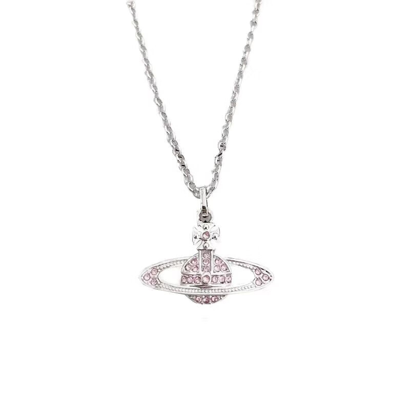 薇薇安·威斯特伍德（Vivienne Westwood）西太后项链土星吊坠项链女生锁骨链轻奢毛衣链送女友新年礼物 粉色-土星项链