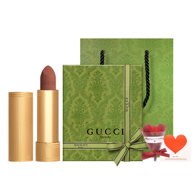 古驰（GUCCI） 口红绒雾哑光208碎花丝润套装唇釉505217生日礼物圣诞礼物送女生 【热卖】绒雾口红 122#天赋裸【礼盒装】