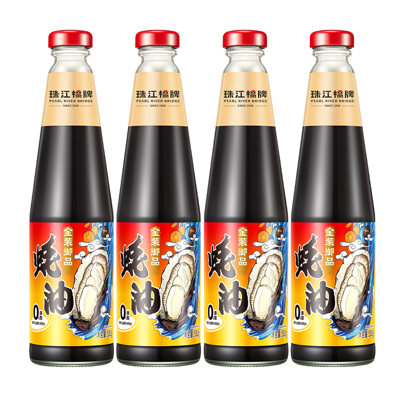 珠江橋牌0%添加防腐劑金裝御品蠔油 高端蠔汁上等蠔油耗油 涼拌火鍋調味料 【量販】御品蠔油510g*4